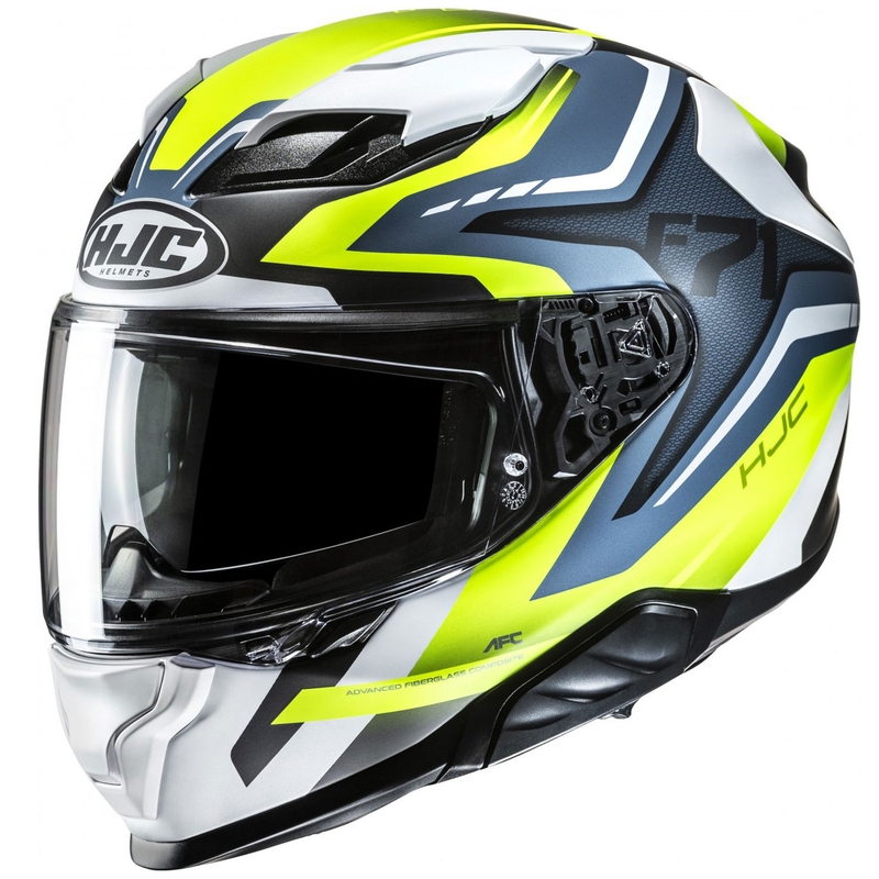 Motociklistička kaciga koja pokriva cijelo lice HJC F71 Fes MC3HSF bijelo-fluo žuta