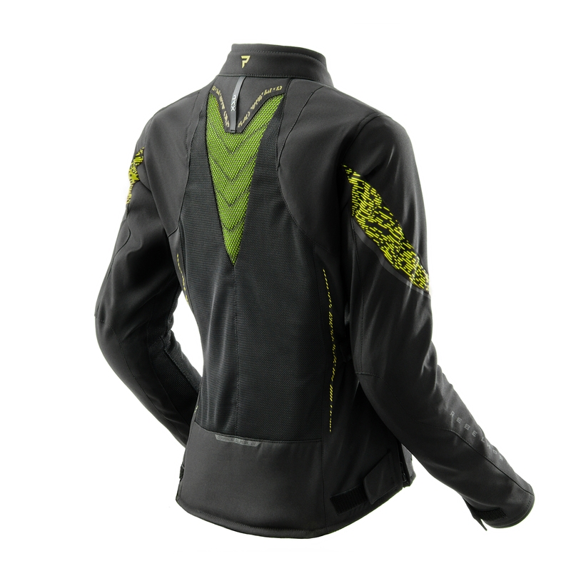 Ženska motoristička jakna Rebelhorn Jax crno-fluo žuta