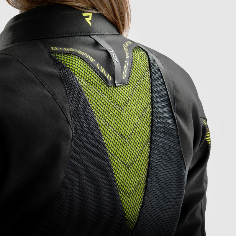 Ženska motoristička jakna Rebelhorn Jax crno-fluo žuta