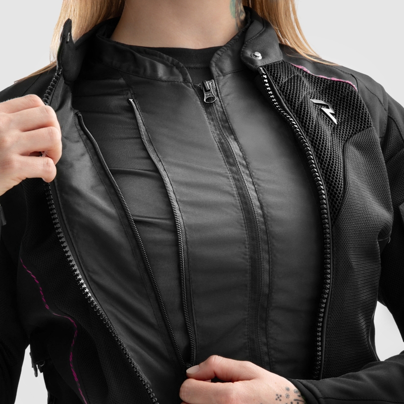 Ženska motoristička jakna Rebelhorn Jax crno-roza