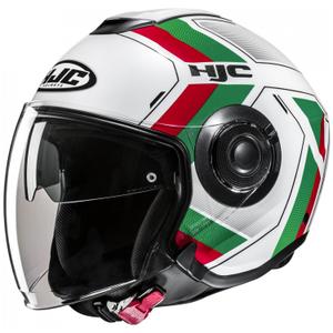 Otvorena motociklistička kaciga HJC i40N Velu MC41 bijelo-zeleno-crvena