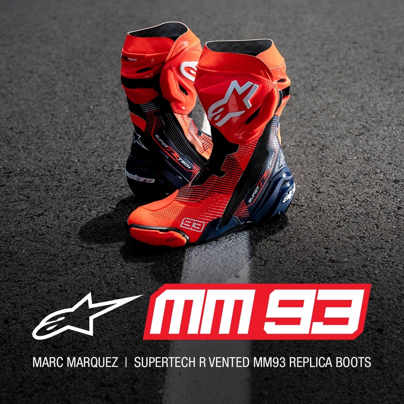 Motorističke čizme Alpinestars Supertech R Vented Limited Edition MM93 Marc Marquez Fluo crveno-plavo-crne