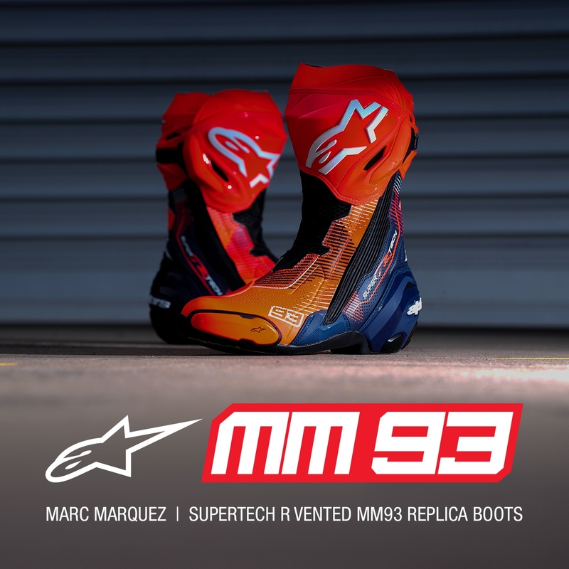 Motorističke čizme Alpinestars Supertech R Vented Limited Edition MM93 Marc Marquez Fluo crveno-plavo-crne
