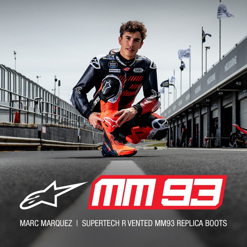 Motorističke čizme Alpinestars Supertech R Vented Limited Edition MM93 Marc Marquez Fluo crveno-plavo-crne