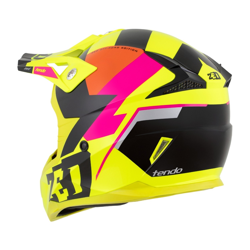 Kaciga za motocross ZED X1.9 Tendo fluo žuto-ružičasto-narančasto-crna
