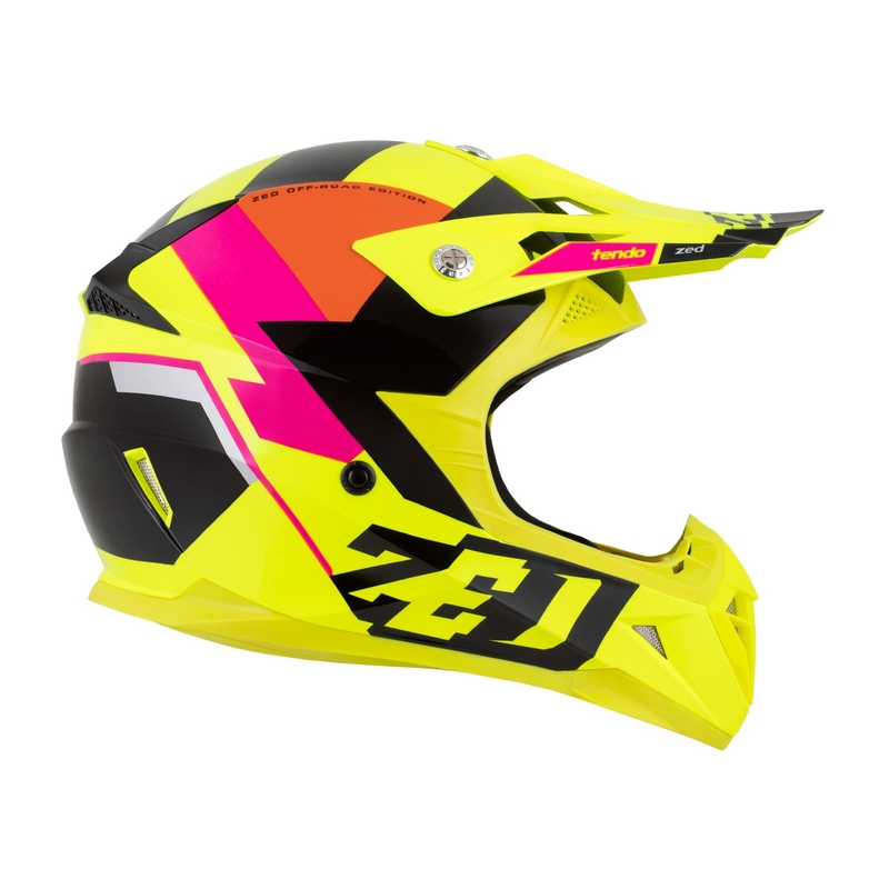 Kaciga za motocross ZED X1.9 Tendo fluo žuto-ružičasto-narančasto-crna