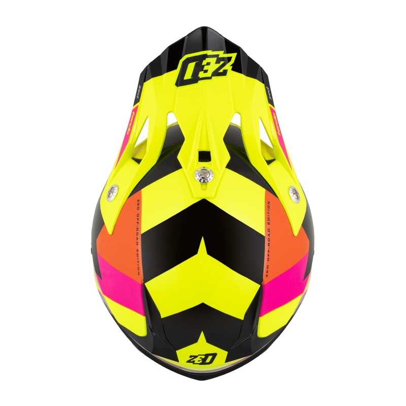 Kaciga za motocross ZED X1.9 Tendo fluo žuto-ružičasto-narančasto-crna