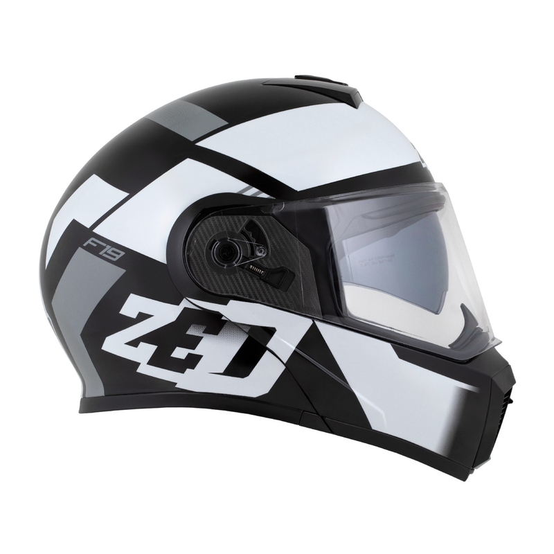 Motociklistička kaciga na preklop ZED F19 crno-bijelo-siva