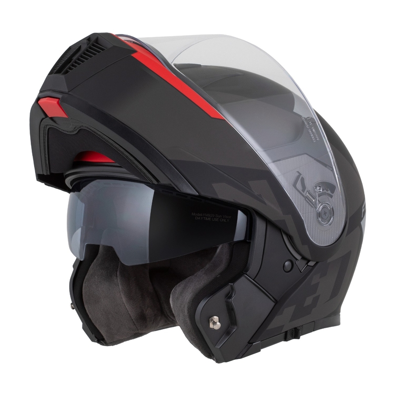 Motociklistička kaciga na preklop ZED F19 mat crno-fluo crveno-siva