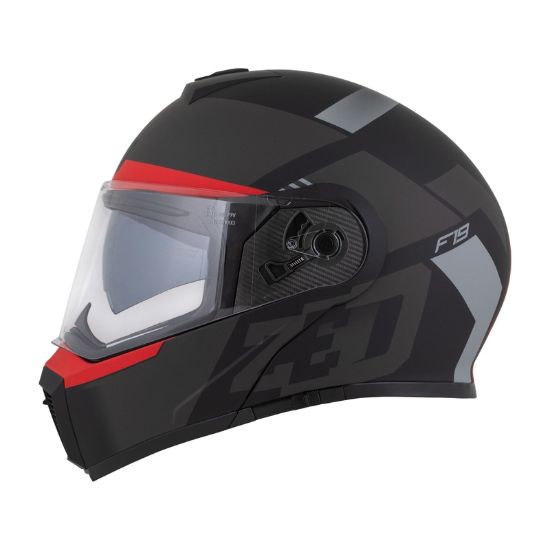 Motociklistička kaciga na preklop ZED F19 mat crno-fluo crveno-siva