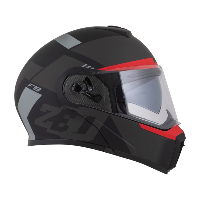 Motociklistička kaciga na preklop ZED F19 mat crno-fluo crveno-siva