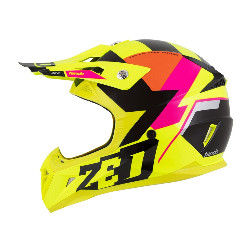 Dječja kaciga za motocross ZED X1.9 Tendo fluo žuto-ružičasto-narančasto-crna
