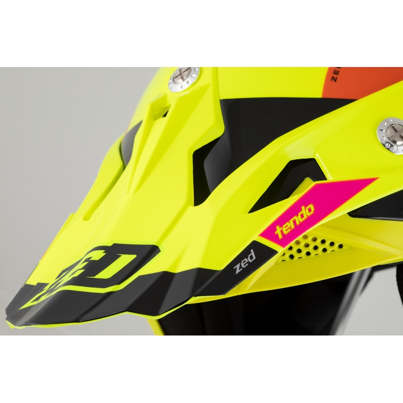 Dječja kaciga za motocross ZED X1.9 Tendo fluo žuto-ružičasto-narančasto-crna