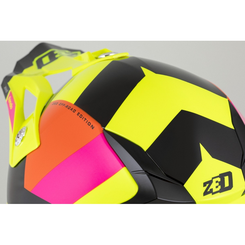 Dječja kaciga za motocross ZED X1.9 Tendo fluo žuto-ružičasto-narančasto-crna