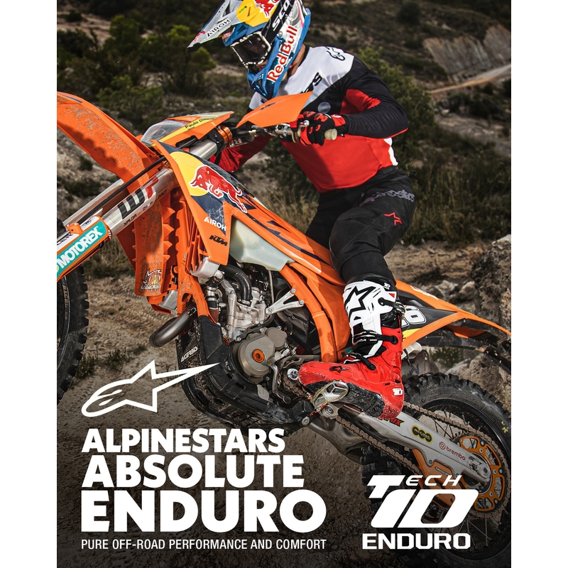 Motorističke čizme Alpinestars Tech 10 Enduro crveno-crno-bijele