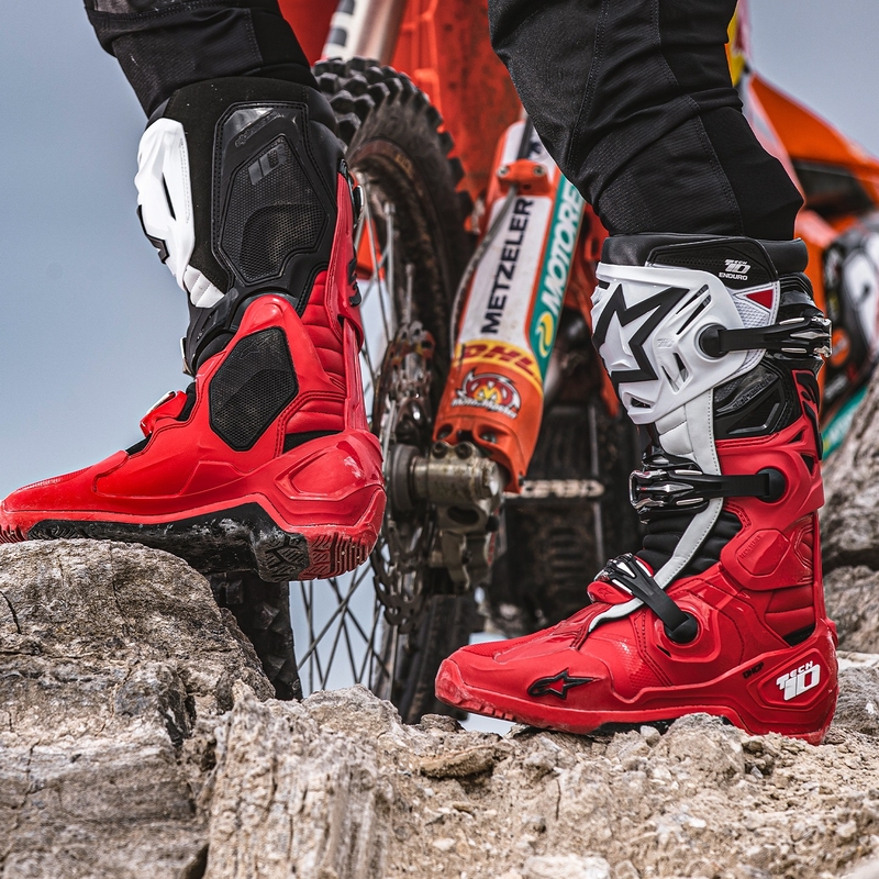 Motorističke čizme Alpinestars Tech 10 Enduro crveno-crno-bijele