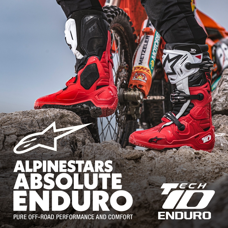 Motorističke čizme Alpinestars Tech 10 Enduro crveno-crno-bijele