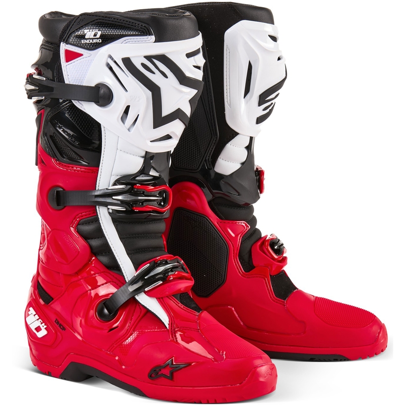 Motorističke čizme Alpinestars Tech 10 Enduro crveno-crno-bijele