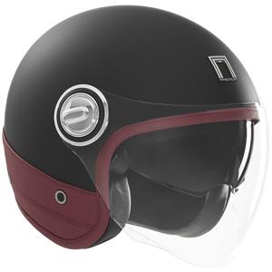 Otvorena motociklistička kaciga NOX PREMIUM mat crna s crvenom kožom