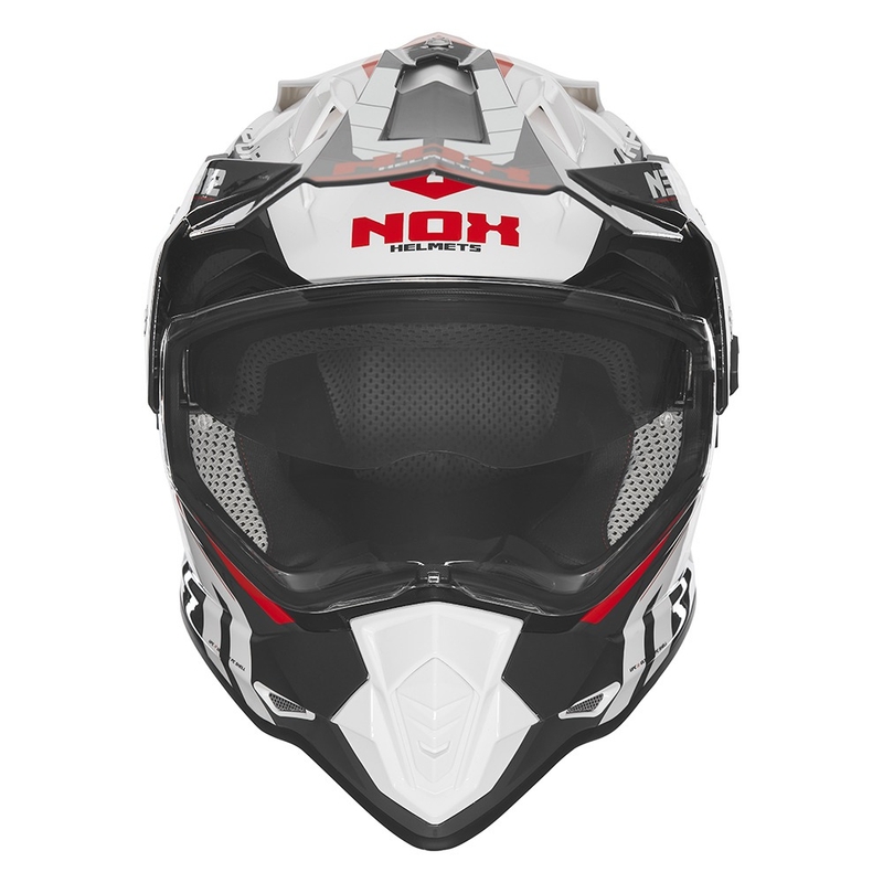 Enduro motociklistička kaciga NOX N312 Vapor bijelo-crno-crvena