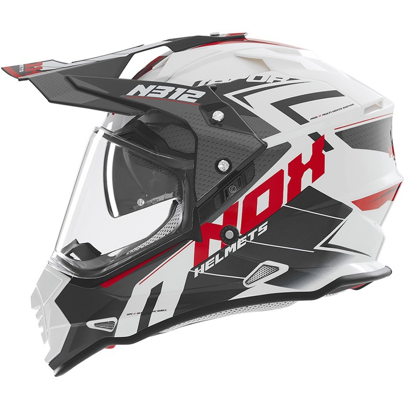 Enduro motociklistička kaciga NOX N312 Vapor bijelo-crno-crvena