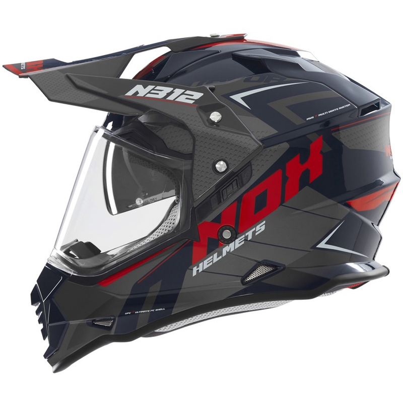 Enduro motociklistička kaciga NOX N312 Vapor crno-plavo-crvena