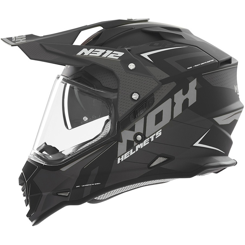 Enduro motociklistička kaciga NOX N312 Vapor mat crno-siva