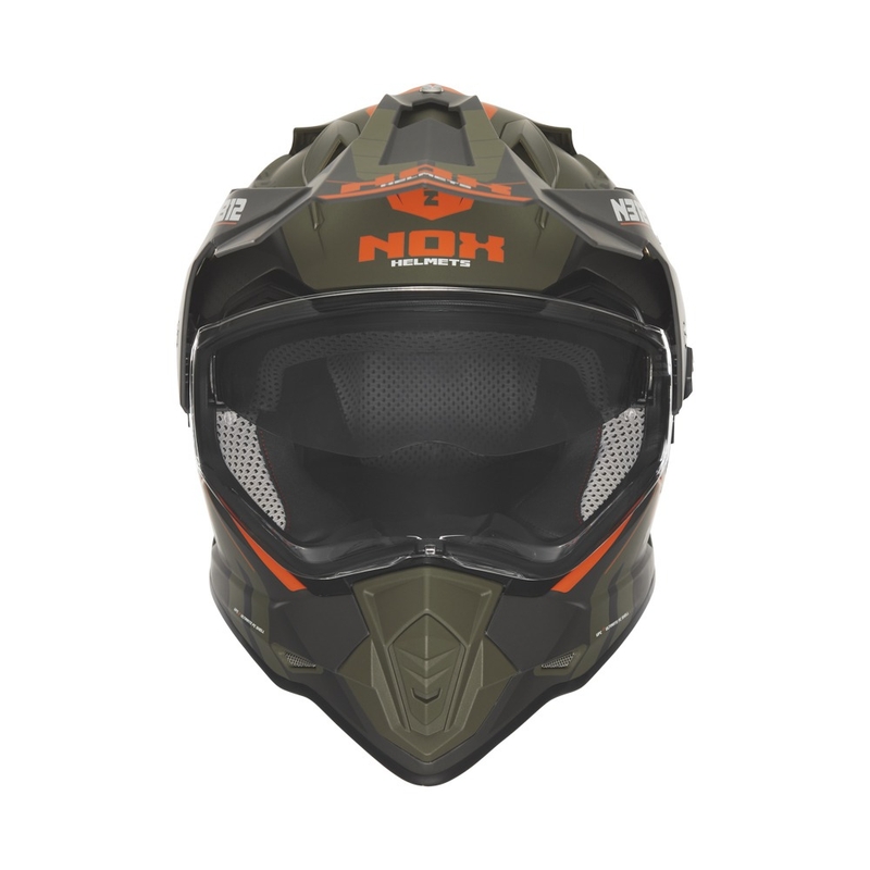 Enduro motociklistička kaciga NOX N312 Vapor mat kaki-narančasta