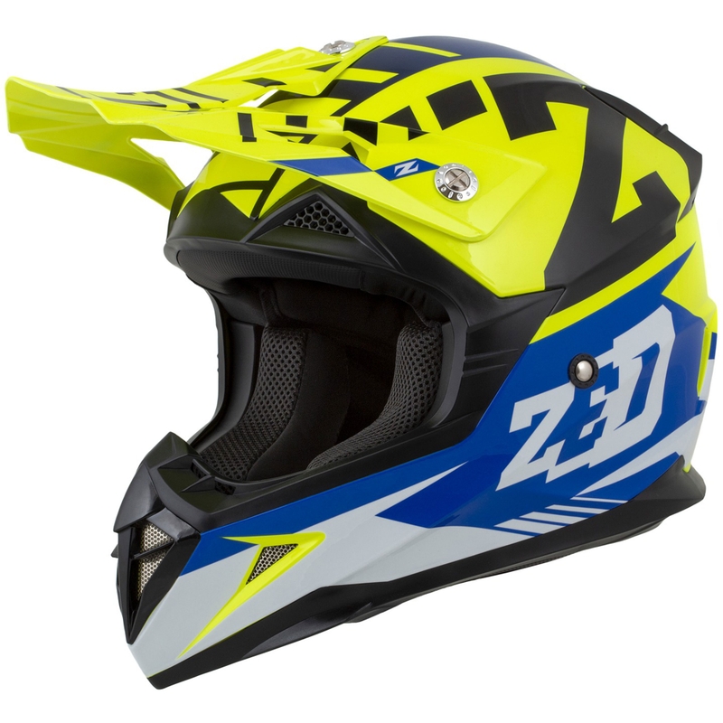 Motociklistička motocross kaciga ZED X1.9 Targa fluo žuto-plava-crno-bijela