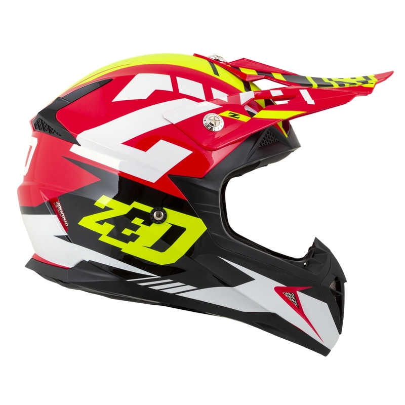 ZED X1.9D Targa dječja motociklistička kaciga za motocros crveno-fluo žuto-crno-bijela