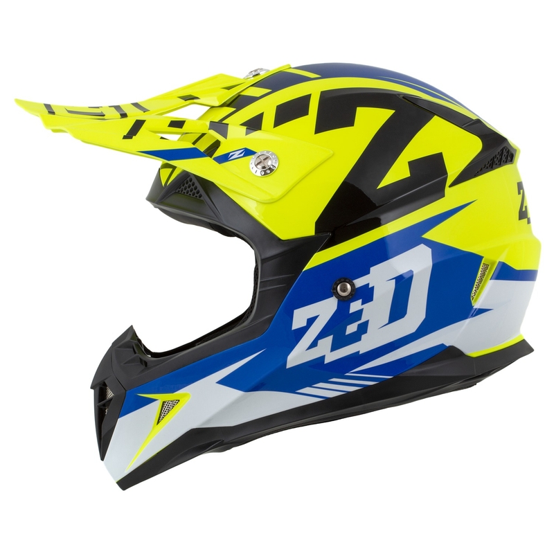 ZED X1.9D Targa Fluo žuto-plavo-crno-bijela dječja motociklistička kaciga za motocros