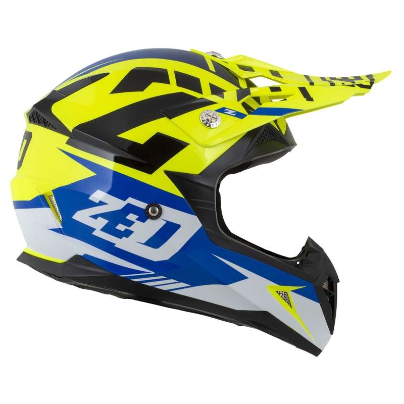 ZED X1.9D Targa Fluo žuto-plavo-crno-bijela dječja motociklistička kaciga za motocros
