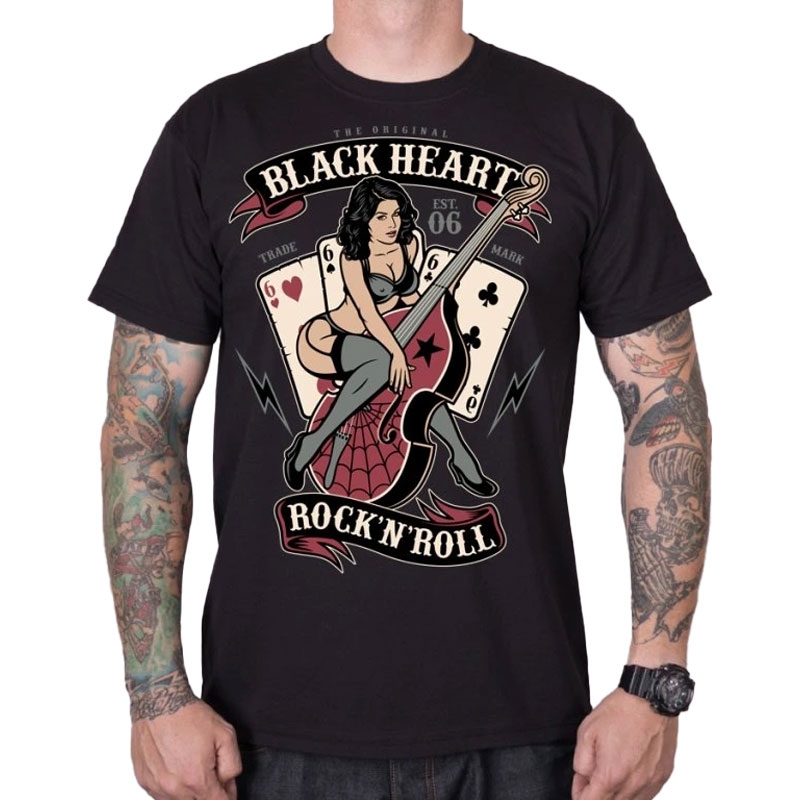 Black Heart Bass Pin Up majica crna