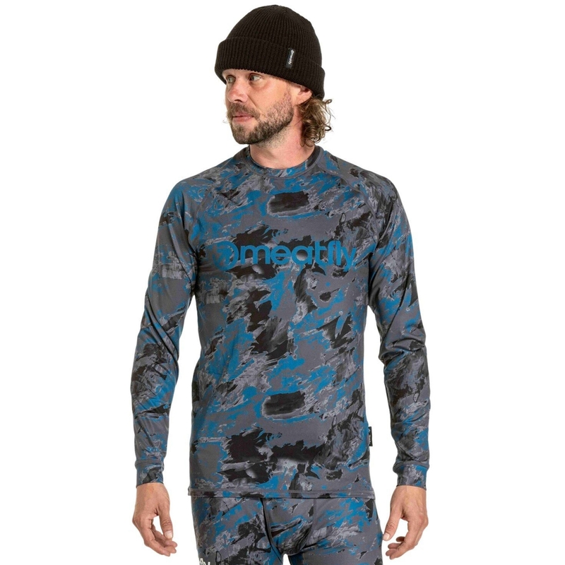 Muška termo majica kratkih rukava Meatfly Avery plavo-siva camo