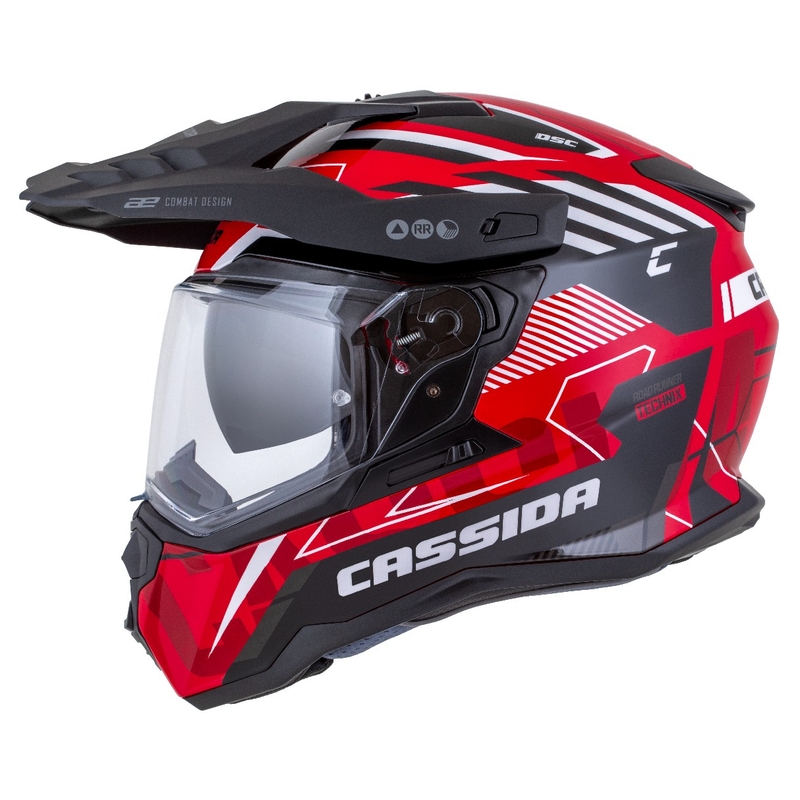 Enduro kaciga Cassida Road Runner TechniX crveno-crno-bijelo-siva