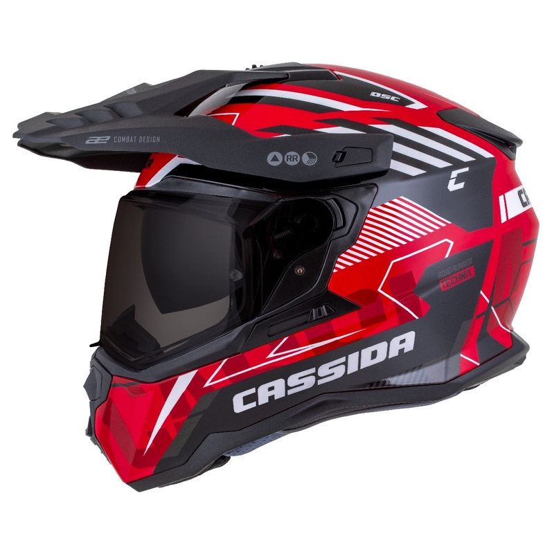 Enduro kaciga Cassida Road Runner TechniX crveno-crno-bijelo-siva