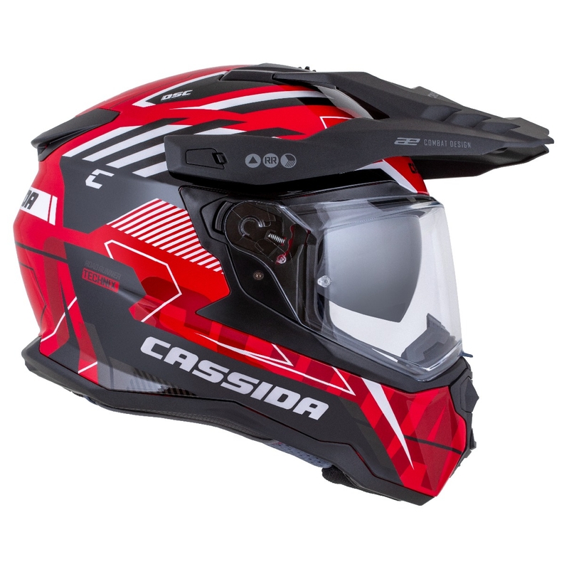 Enduro kaciga Cassida Road Runner TechniX crveno-crno-bijelo-siva
