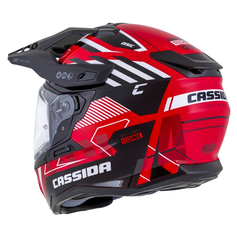 Enduro kaciga Cassida Road Runner TechniX crveno-crno-bijelo-siva
