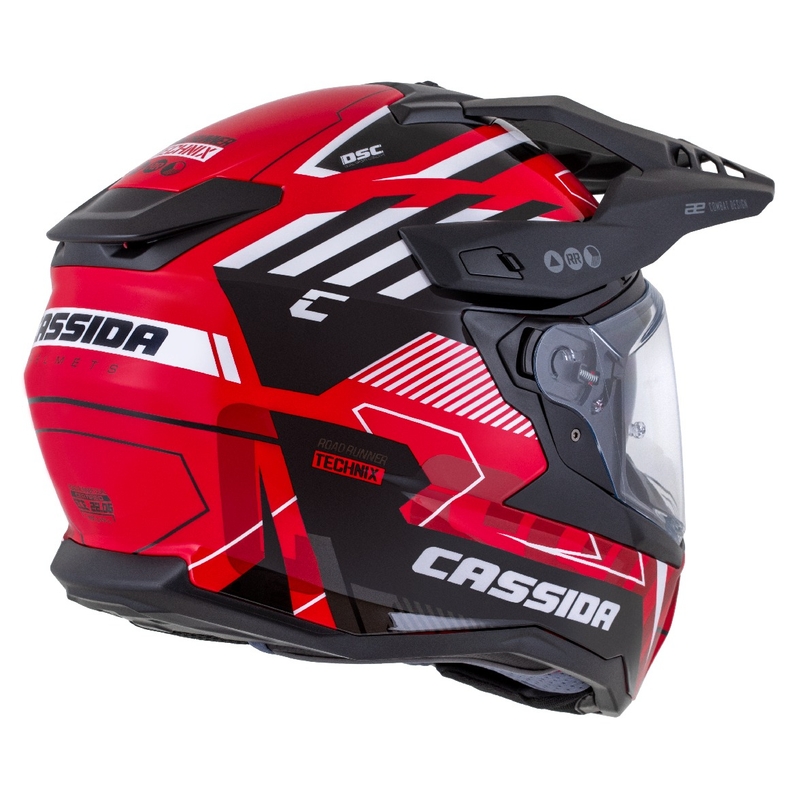 Enduro kaciga Cassida Road Runner TechniX crveno-crno-bijelo-siva