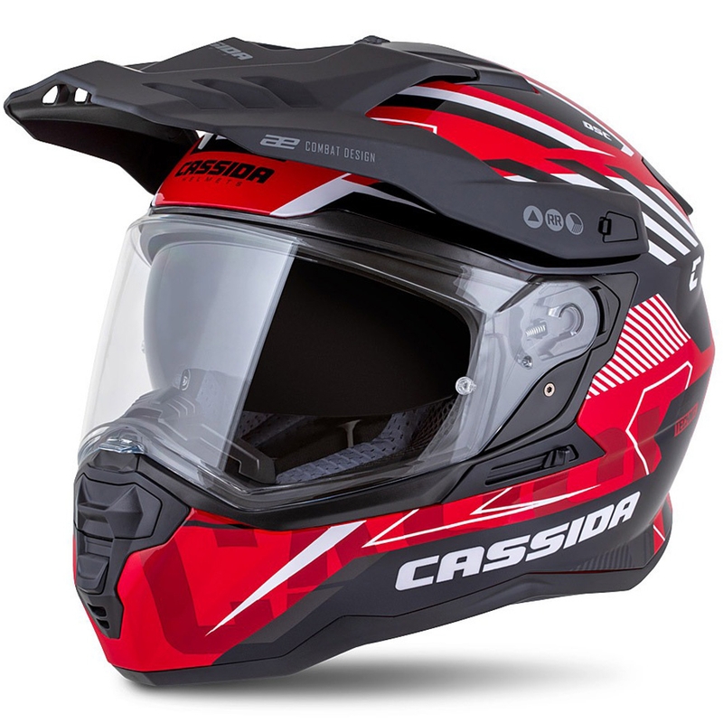 Enduro kaciga Cassida Road Runner TechniX crveno-crno-bijelo-siva