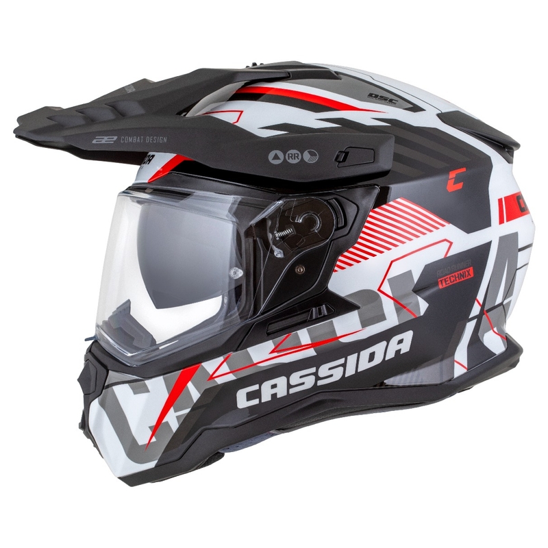 Enduro kaciga Cassida Road Runner TechniX bijelo-crno-crveno-siva