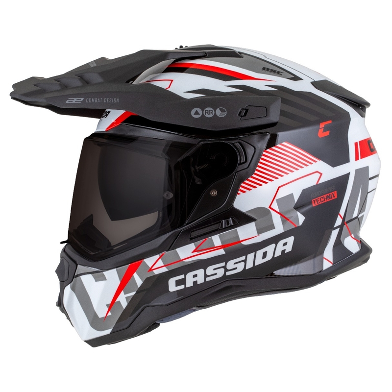 Enduro kaciga Cassida Road Runner TechniX bijelo-crno-crveno-siva