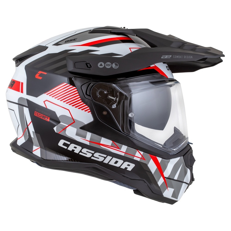 Enduro kaciga Cassida Road Runner TechniX bijelo-crno-crveno-siva
