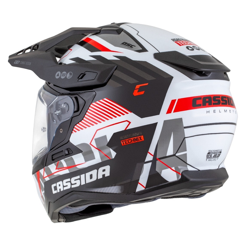 Enduro kaciga Cassida Road Runner TechniX bijelo-crno-crveno-siva