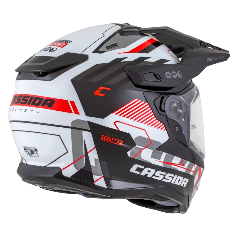 Enduro kaciga Cassida Road Runner TechniX bijelo-crno-crveno-siva