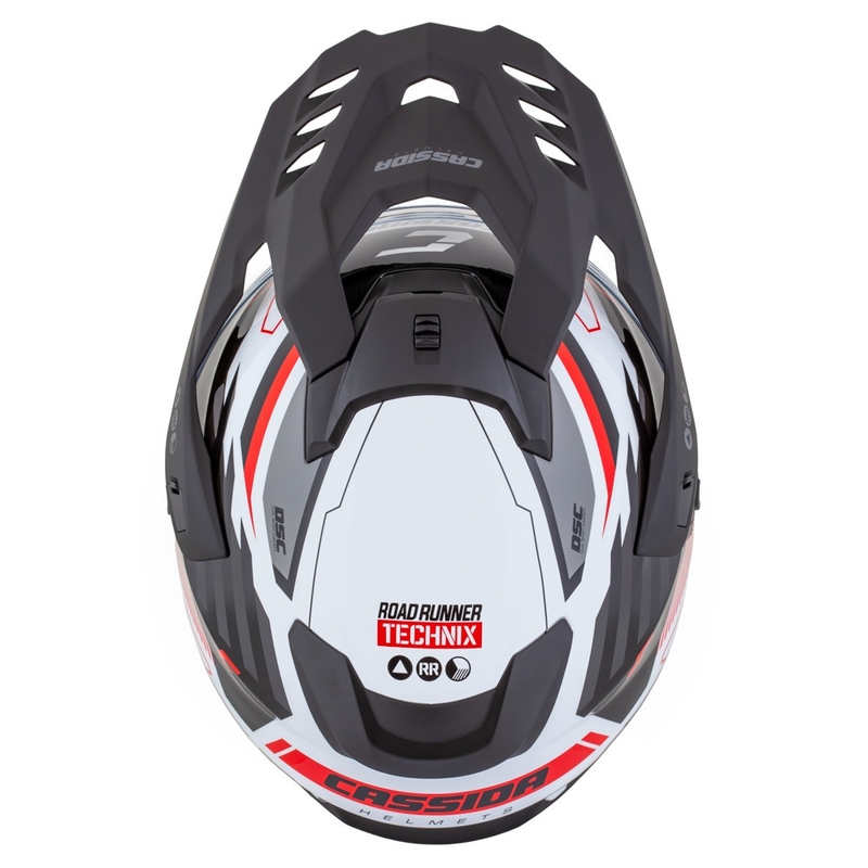 Enduro kaciga Cassida Road Runner TechniX bijelo-crno-crveno-siva