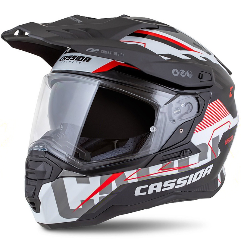 Enduro kaciga Cassida Road Runner TechniX bijelo-crno-crveno-siva