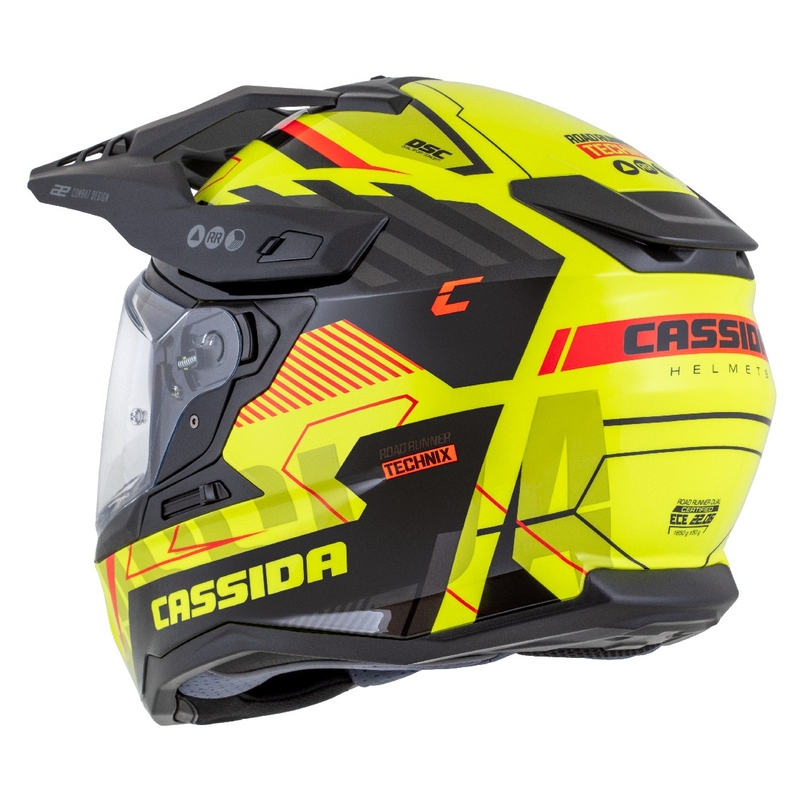 Enduro kaciga Cassida Road Runner TechniX fluo žuto-crno-narančasto-siva
