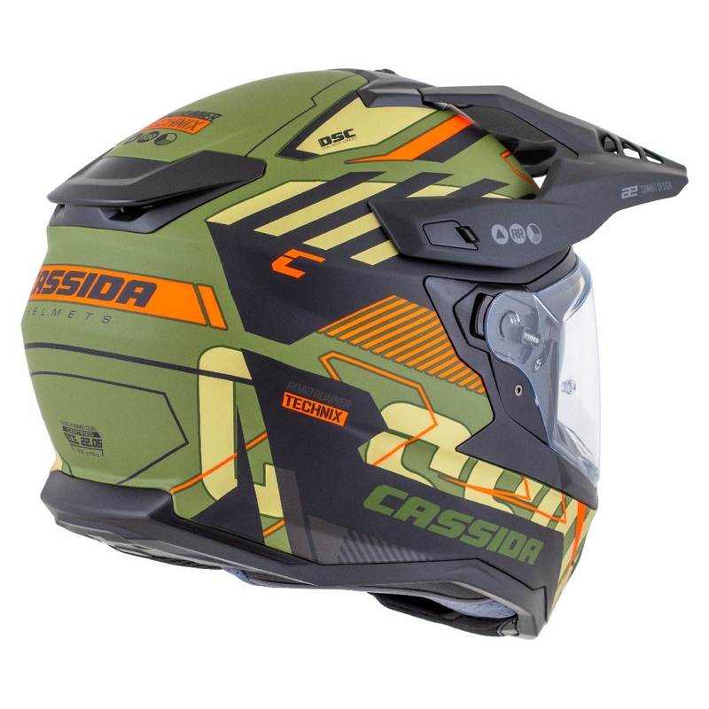 Enduro kaciga Cassida Road Runner TechniX mat zelena-crna-narančasta-siva