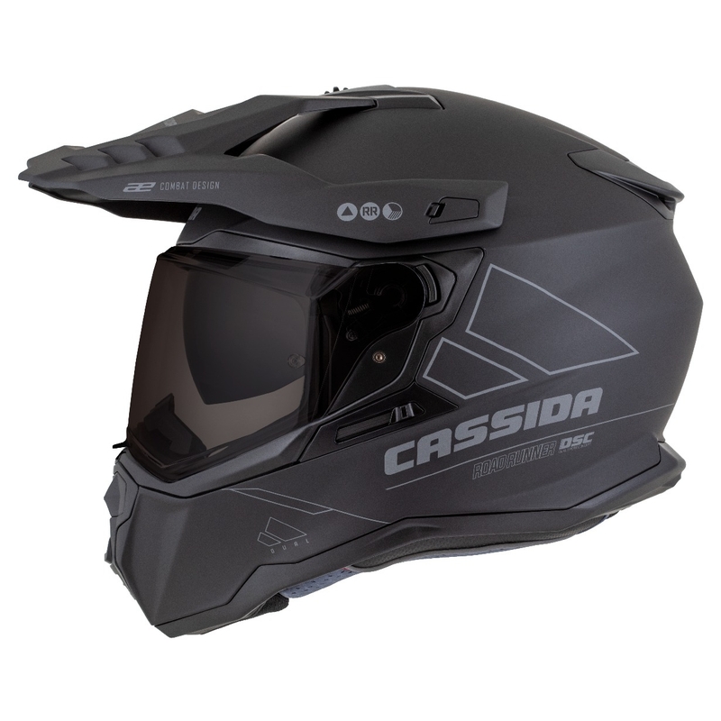 Enduro kaciga Cassida Road Runner Dual mat crno-tamno siva